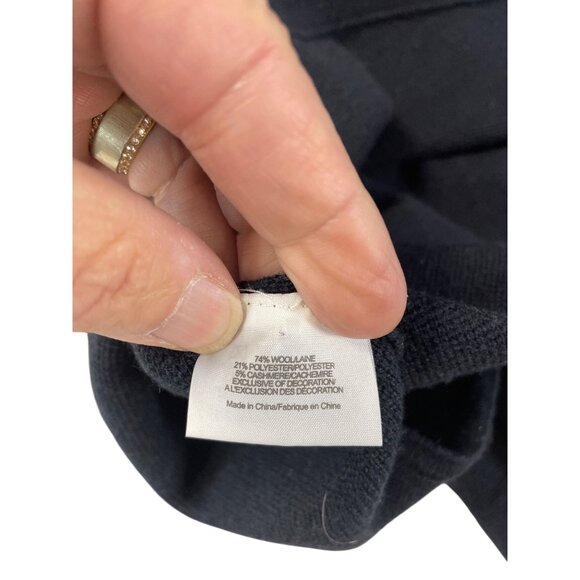Tory Burch womans Charcoal Gray blue undertones black wool cashmere embelished S - Picture 12 of 13